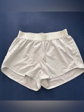 Outdoor Voices White Elastic-Waist Athletic Shorts